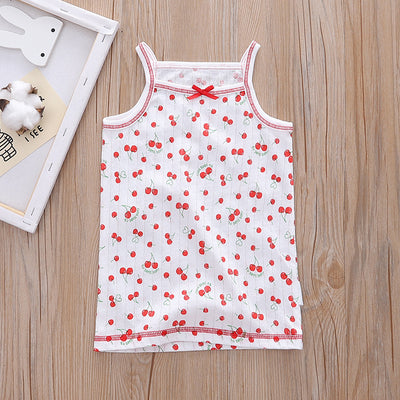 Baby Kid Girls Net Cotton Camisole Vest Cherries 3 Pack - Little Kooma