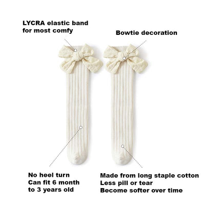 Baby Kid Girls Knee Bowtie Socks - Little Kooma