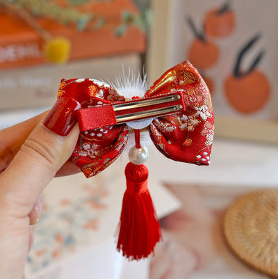 Chinese New Year CNY Baby kids Girl's Head Clips Hair Ties Hair Accessories - Little Kooma