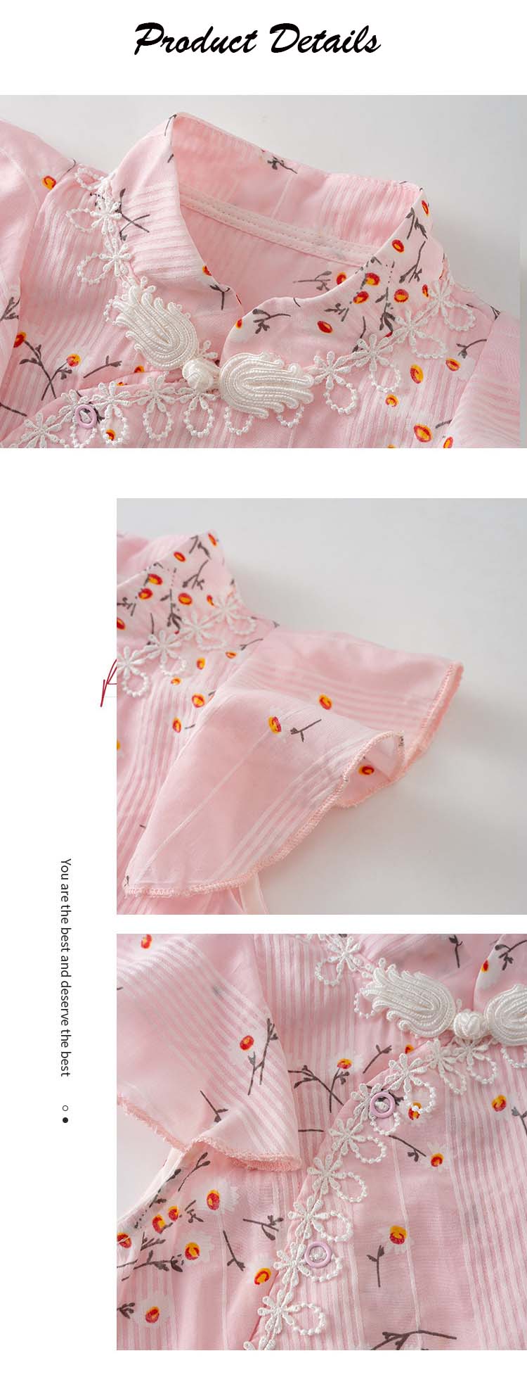 Baby Girl Little Flowers Cheongsam Romper n Headwrap 2pc Set - Little Kooma