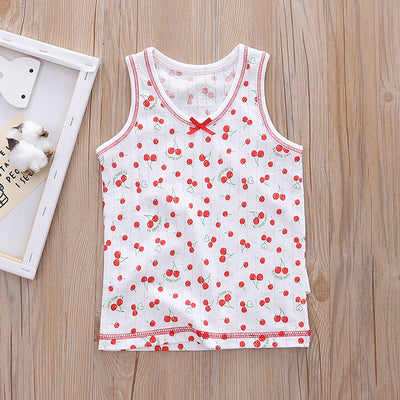 Baby Kid Girls Net Cotton Vest Cherries 3 Pack - Little Kooma