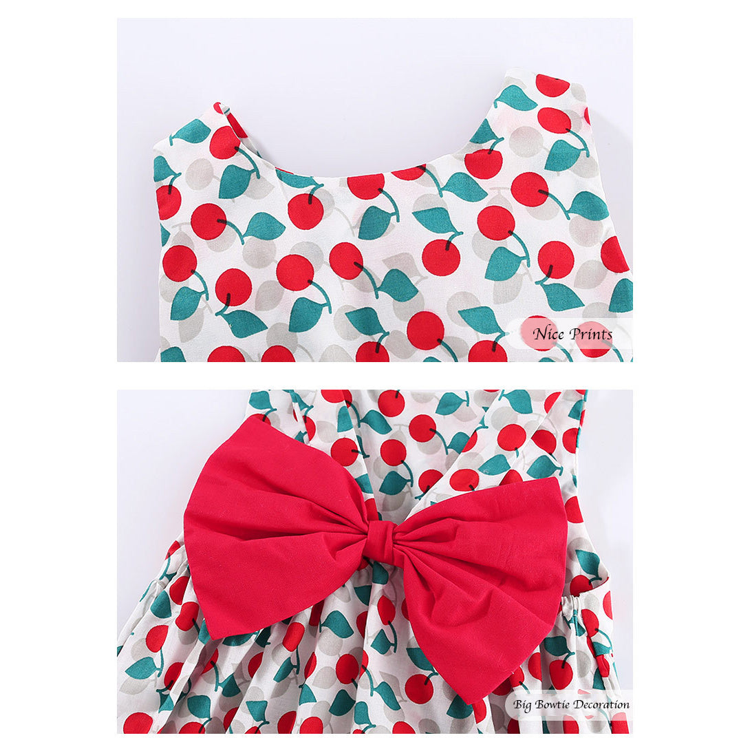 Baby Girl Big Bowtie Cherry Prints Bodysuit n Headwrap 2pc Set - Little Kooma