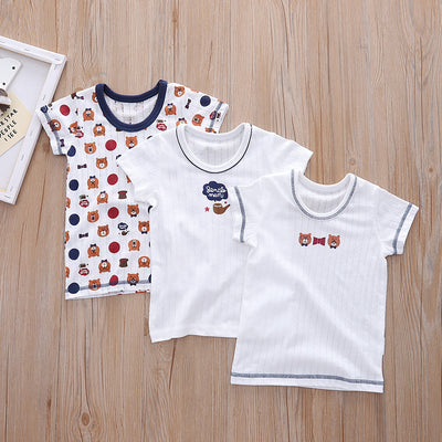 Baby Kid Boys Net Cotton Short Sleeve T-shirt Bears 3 Pack - Little Kooma