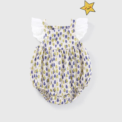 Baby Girl Ruffled Sleeves Water Drops Bodysuit - Little Kooma