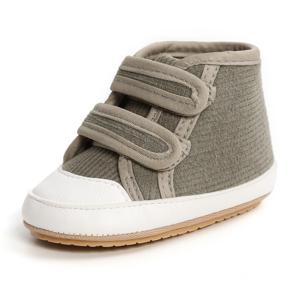 Baby Boy Girl Corduroy Shoes Magic Tape Anti-slip High Sneakers - Little Kooma