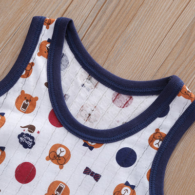 Baby Kid Boys Net Cotton Vest Bears 3 Pack - Little Kooma