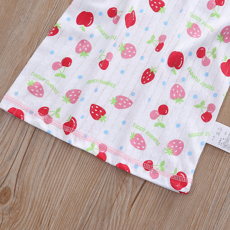 Baby Kid Girls Net Cotton Short Sleeve T-shirt Cherries 3 Pack - Little Kooma