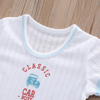 Baby Kid Boys Net Cotton Short Sleeve T-shirt Cars 3 Pack - Little Kooma