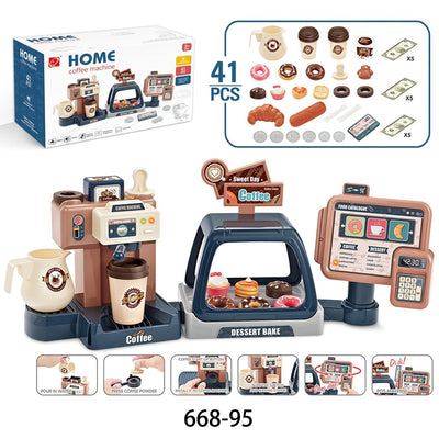Baby Toddler Kids' 3-in-1 Toy Coffee Machine w Lights & Sound Effects 668-95 - Little Kooma