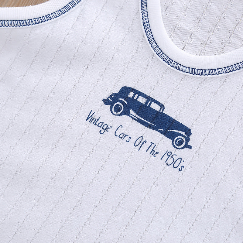 Baby Kid Boys Net Cotton Vest Cars 3 Pack - Little Kooma