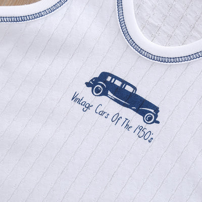 Baby Kid Boys Net Cotton Vest Cars 3 Pack - Little Kooma