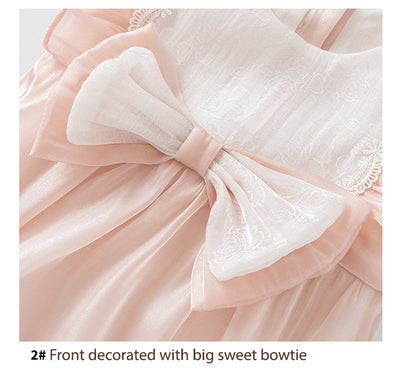 Baby Girl Ruffled Sleeves Big Bowtie Beige Voile Bodysuit n Headwrap 2pc Set - Little Kooma