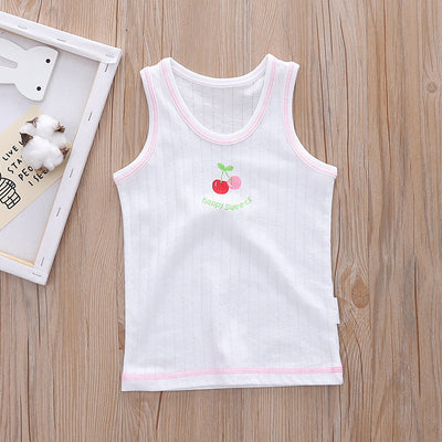 Baby Kid Girls Net Cotton Vest Cherries 3 Pack - Little Kooma