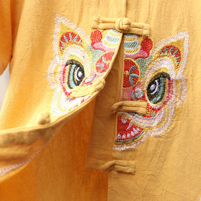 Kids Boys Cheongsam Set Top n Shorts Embroidered Dancing Lion Racial Harmony Day CNY Chinese New Year Outfit - Little Kooma