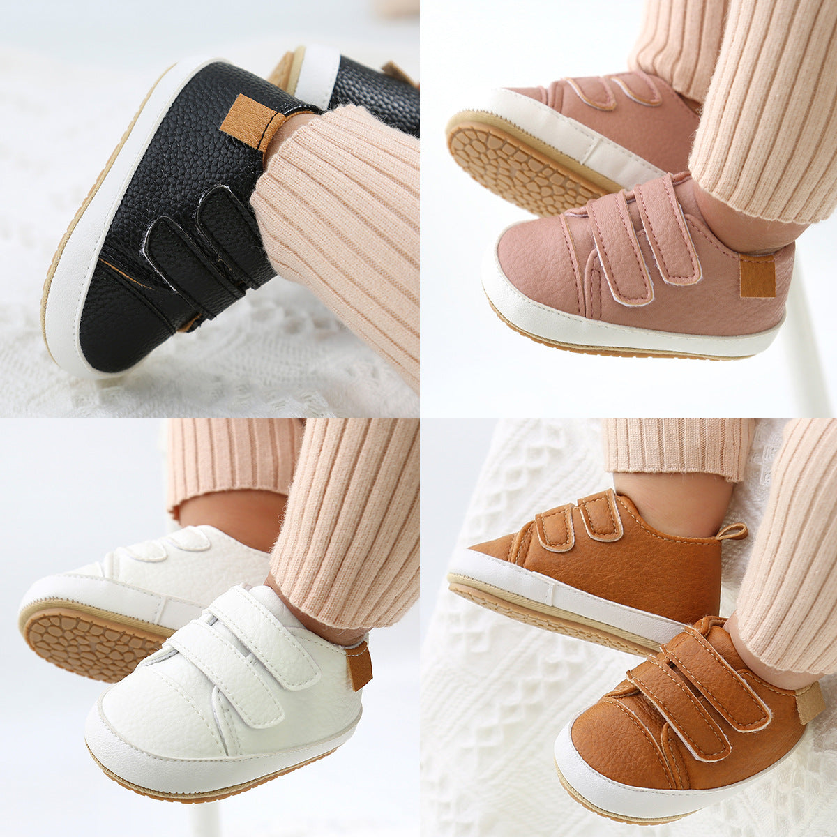 Baby Boy Girl PU Leather Shoes Magic Tape Anti-slip Sneakers - Little Kooma