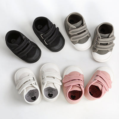 Baby Boy Girl Corduroy Shoes Magic Tape Anti-slip High Sneakers - Little Kooma