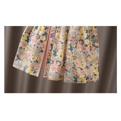 Kids Girls Ruffled Sleeves Pink Floral Cheongsam Dress CNY Chinese New Year Outfit - Little Kooma