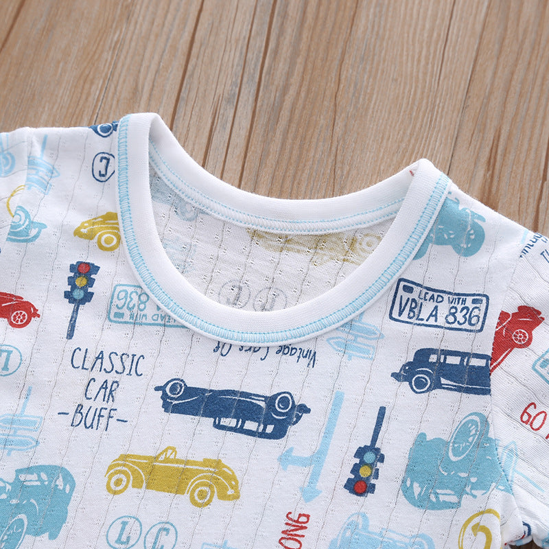 Baby Kid Boys Net Cotton Short Sleeve T-shirt Cars 3 Pack - Little Kooma