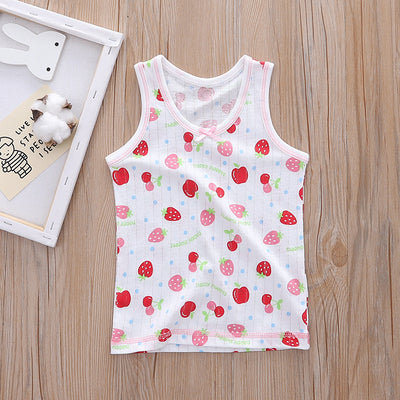 Baby Kid Girls Net Cotton Vest Cherries 3 Pack - Little Kooma