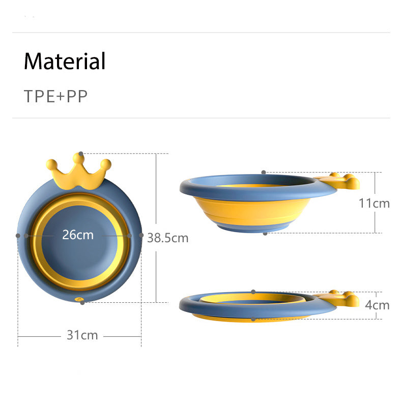 Baby Kids Crown Collapsible Foldable Portable Wash Basin Folding Baby Bath Face Bottom Feet Wash Basin - Little Kooma