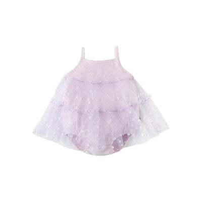 Baby Girl Floral Voile Cover Camisole Bodysuit Dress - Little Kooma