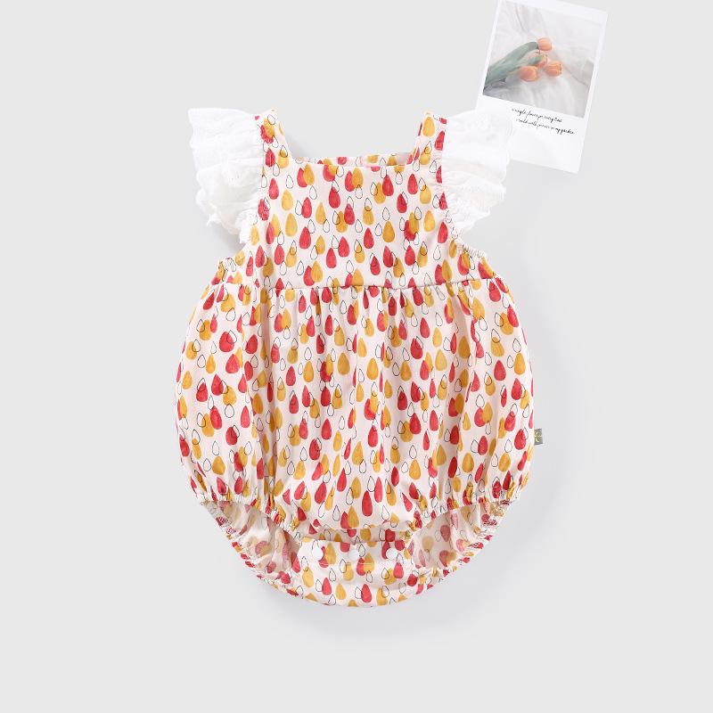 Baby Girl Ruffled Sleeves Water Drops Bodysuit - Little Kooma