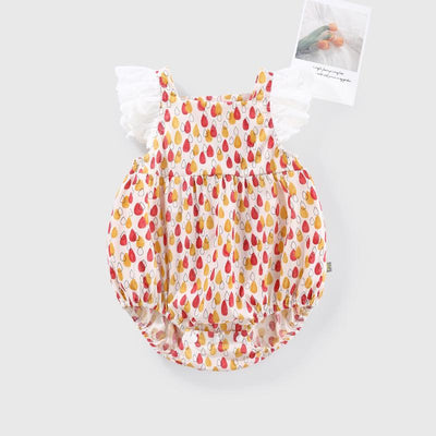 Baby Girl Ruffled Sleeves Water Drops Bodysuit - Little Kooma