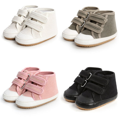 Baby Boy Girl Corduroy Shoes Magic Tape Anti-slip High Sneakers - Little Kooma