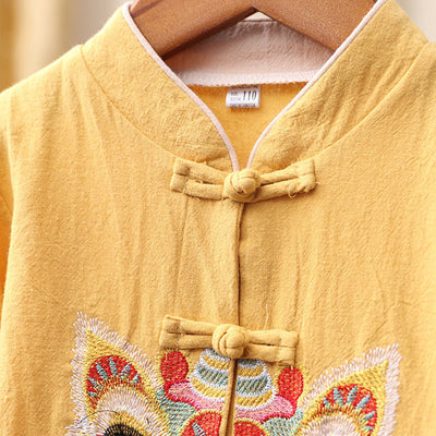 Kids Boys Cheongsam Set Top n Shorts Embroidered Dancing Lion Racial Harmony Day CNY Chinese New Year Outfit - Little Kooma