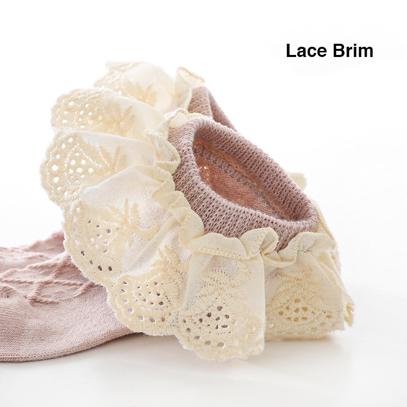 Baby Kids Girl Lace Brim Waffle Ankle Socks - Little Kooma