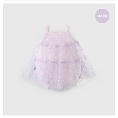 Baby Girl Floral Voile Cover Camisole Bodysuit Dress - Little Kooma