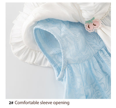 Baby Girl Sleeveless White Scarf Blue Top n Shorts Set - Little Kooma