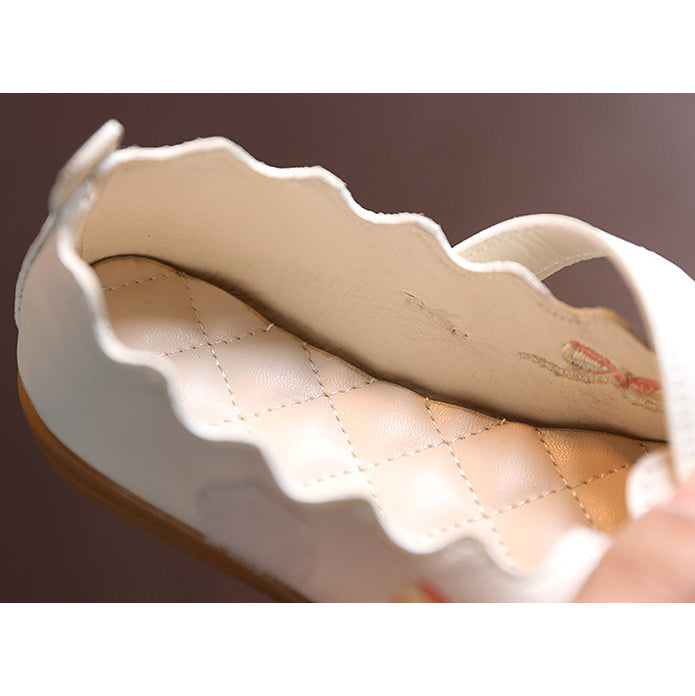 Baby Kids Girl PU Leather Anti-slip Embroidered Bunnies Shoes Magic Tape 662 - Little Kooma