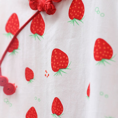 Baby Kids Girls Pink w Strawberries n Flowers Cheongsam Dress Racial Harmony Day CNY Chinese New Year Outfit - Little Kooma