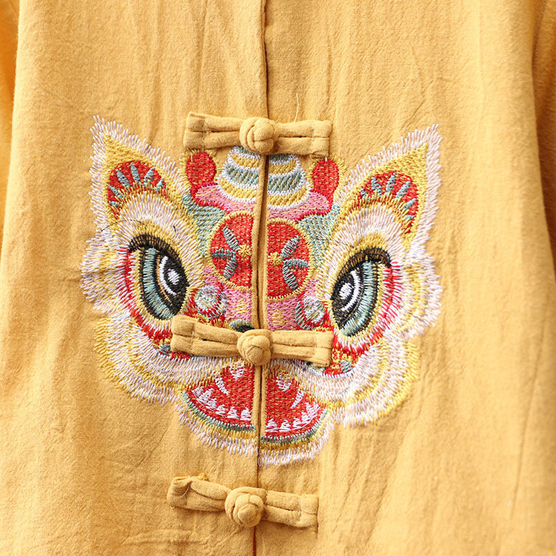 Kids Boys Cheongsam Set Top n Shorts Embroidered Dancing Lion Racial Harmony Day CNY Chinese New Year Outfit - Little Kooma
