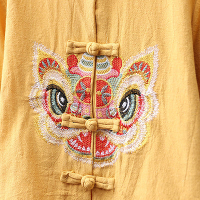 Kids Boys Cheongsam Set Top n Shorts Embroidered Dancing Lion Racial Harmony Day CNY Chinese New Year Outfit - Little Kooma