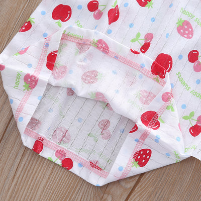 Baby Kid Girls Net Cotton Short Sleeve T-shirt Cherries 3 Pack - Little Kooma