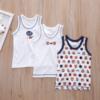Baby Kid Boys Net Cotton Vest Bears 3 Pack - Little Kooma
