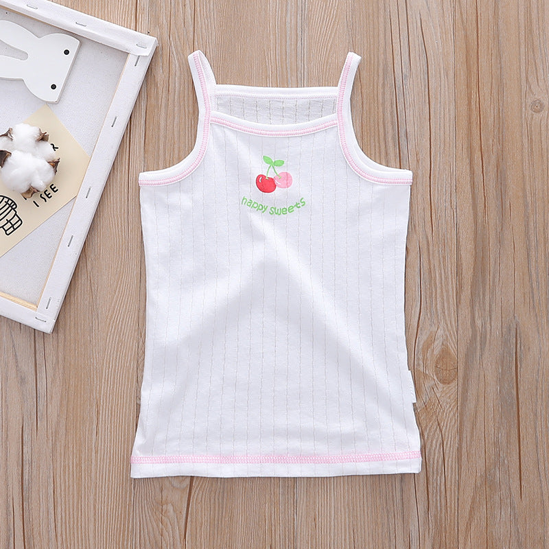 Baby Kid Girls Net Cotton Camisole Vest Cherries 3 Pack - Little Kooma