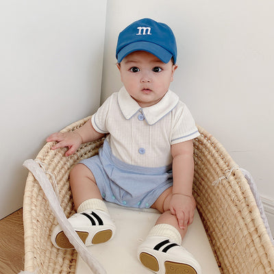 Baby Boy Peter Pan Collar Splicing Romper - Little Kooma