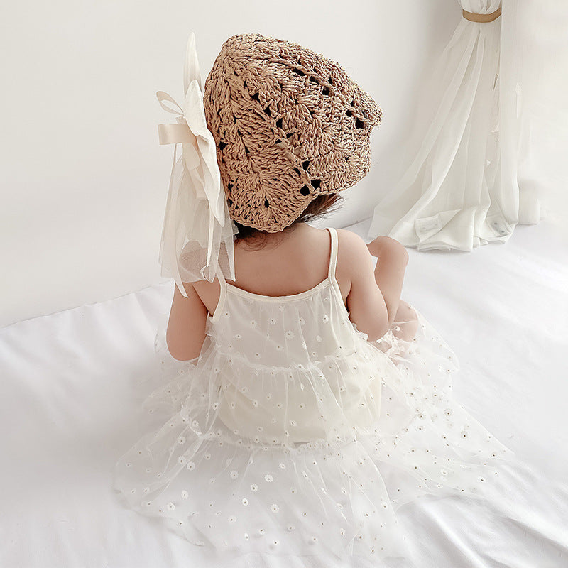 Baby Girl Floral Voile Cover Camisole Bodysuit Dress - Little Kooma