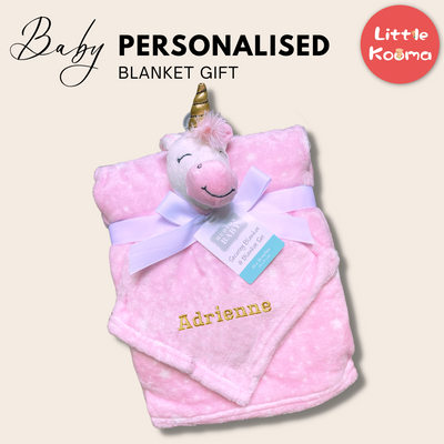 Personalised Customized Luvable Friends Plush Blanket With Unicorn 52160 - Little Kooma