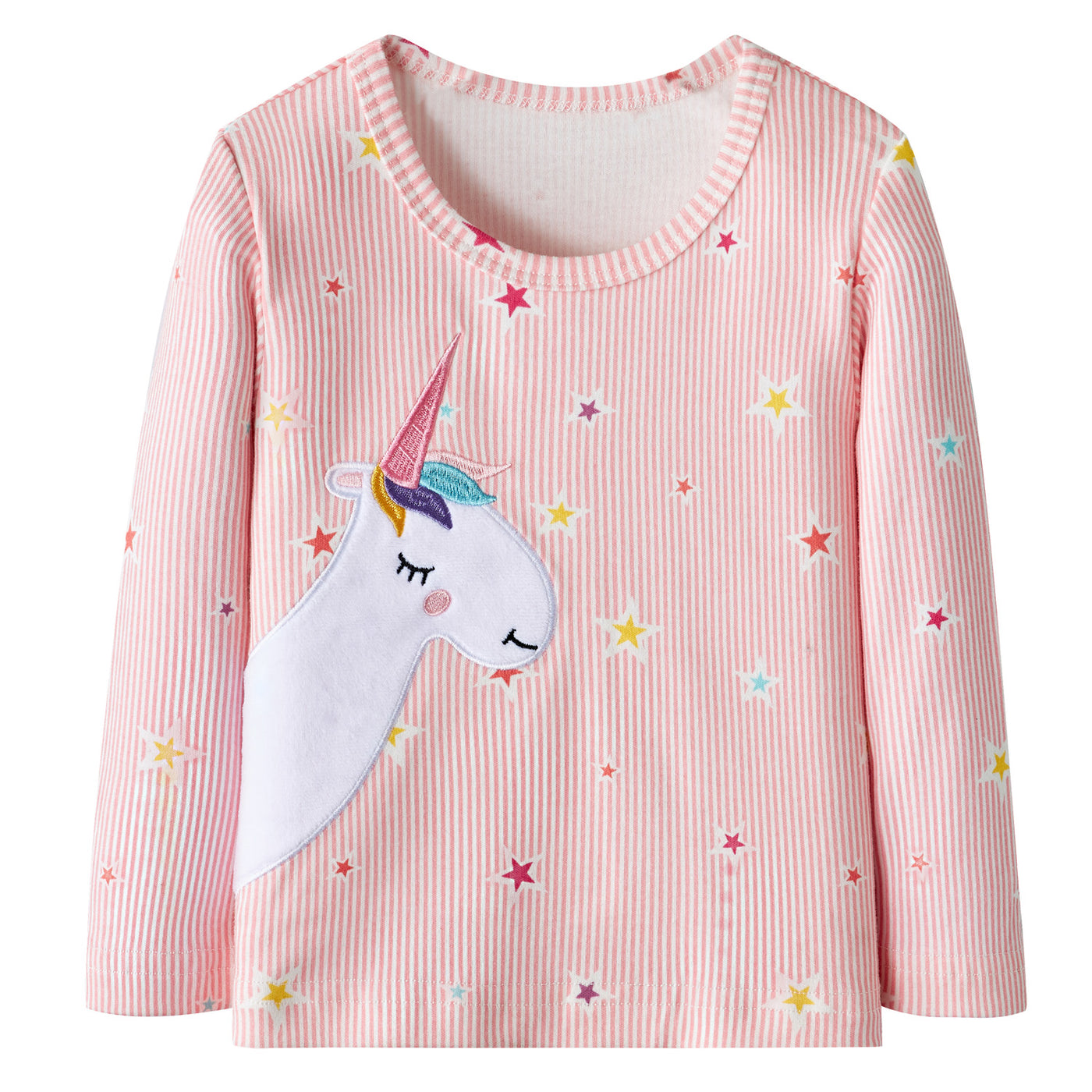 Baby Kids Pajamas Unicorn Pink w Stars Top w Pants Set - Little Kooma