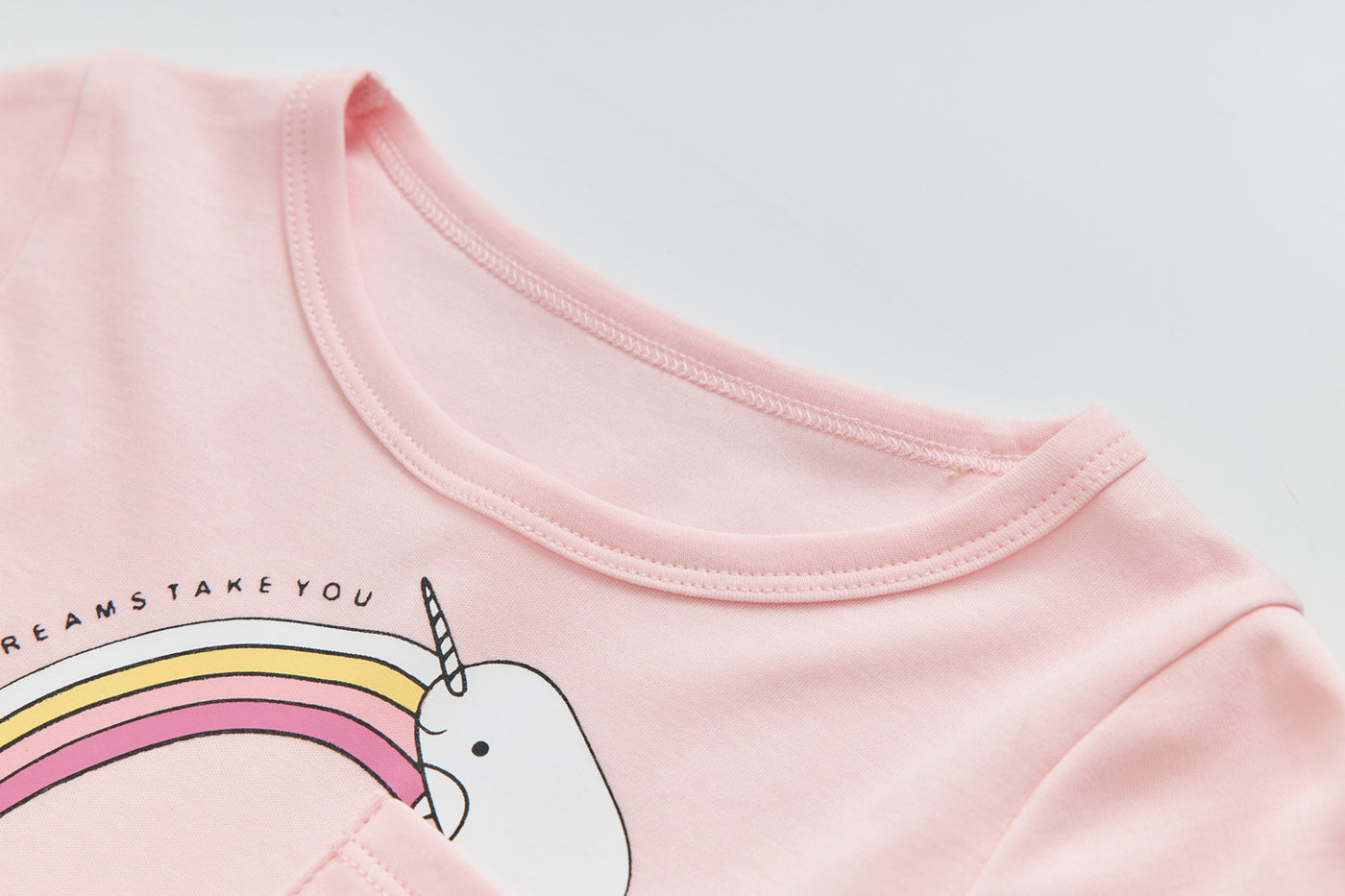 Baby Kids Pajamas Rainbow Unicorn Printed Top w Pink Stripe Pants Set - Little Kooma