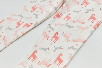 Baby Kids Pajamas Rainbow Zebra Printed Top w Pink Horse Prints Pants Set - Little Kooma