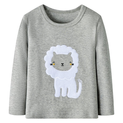 Baby Kids Pajamas White Lion Grey Top n Stripe Pants Set - Little Kooma