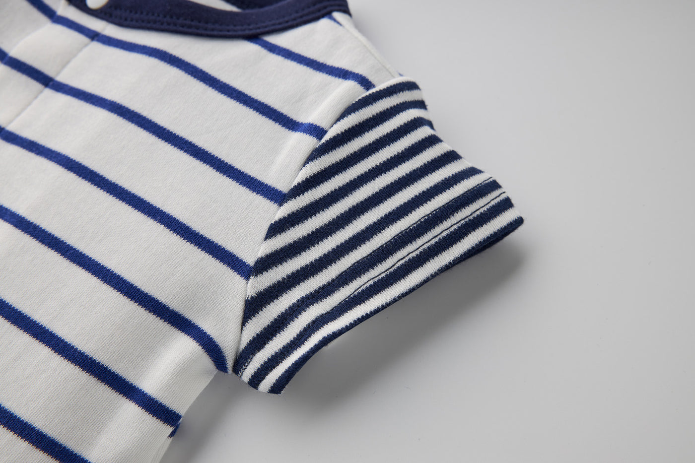 Baby Boy Embroidered Fire Engine Stripe Romper - Little Kooma