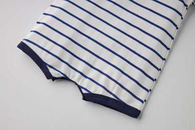 Baby Boy Embroidered Fire Engine Stripe Romper - Little Kooma