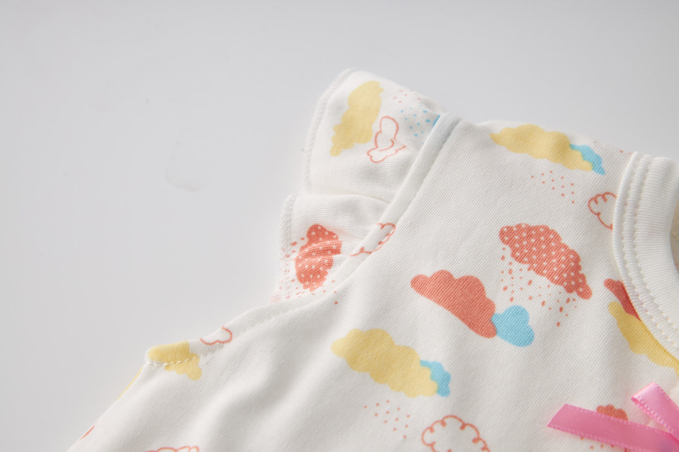 Baby Girl Embroidered Fox Clouds Prints Romper - Little Kooma