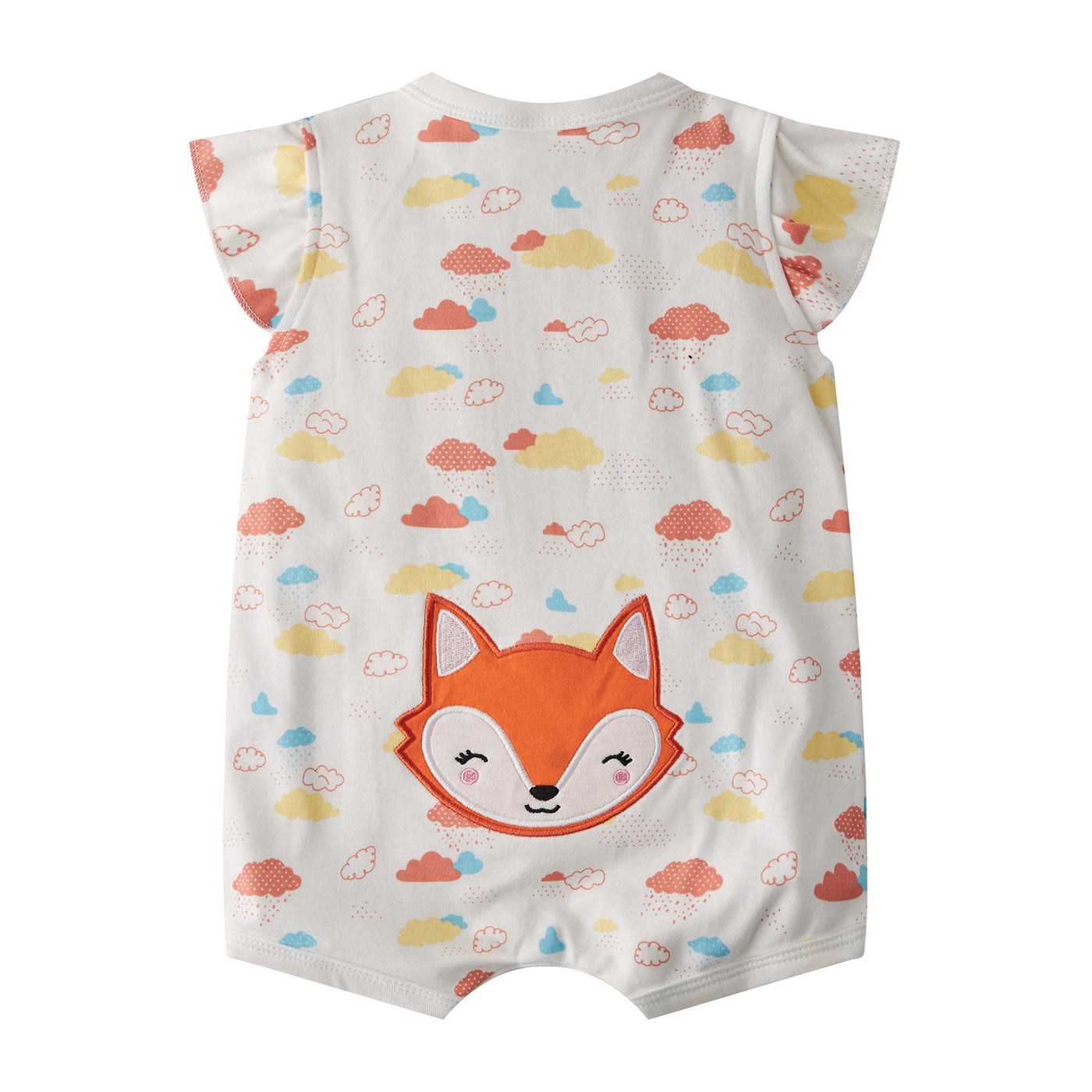 Baby Girl Embroidered Fox Clouds Prints Romper - Little Kooma